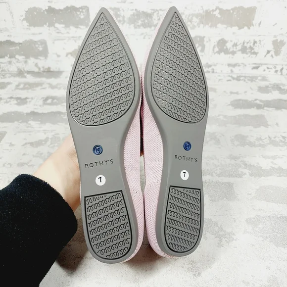 New Rothy's The Flat Pink Knit Pointy Toe Slip On Loafers W459